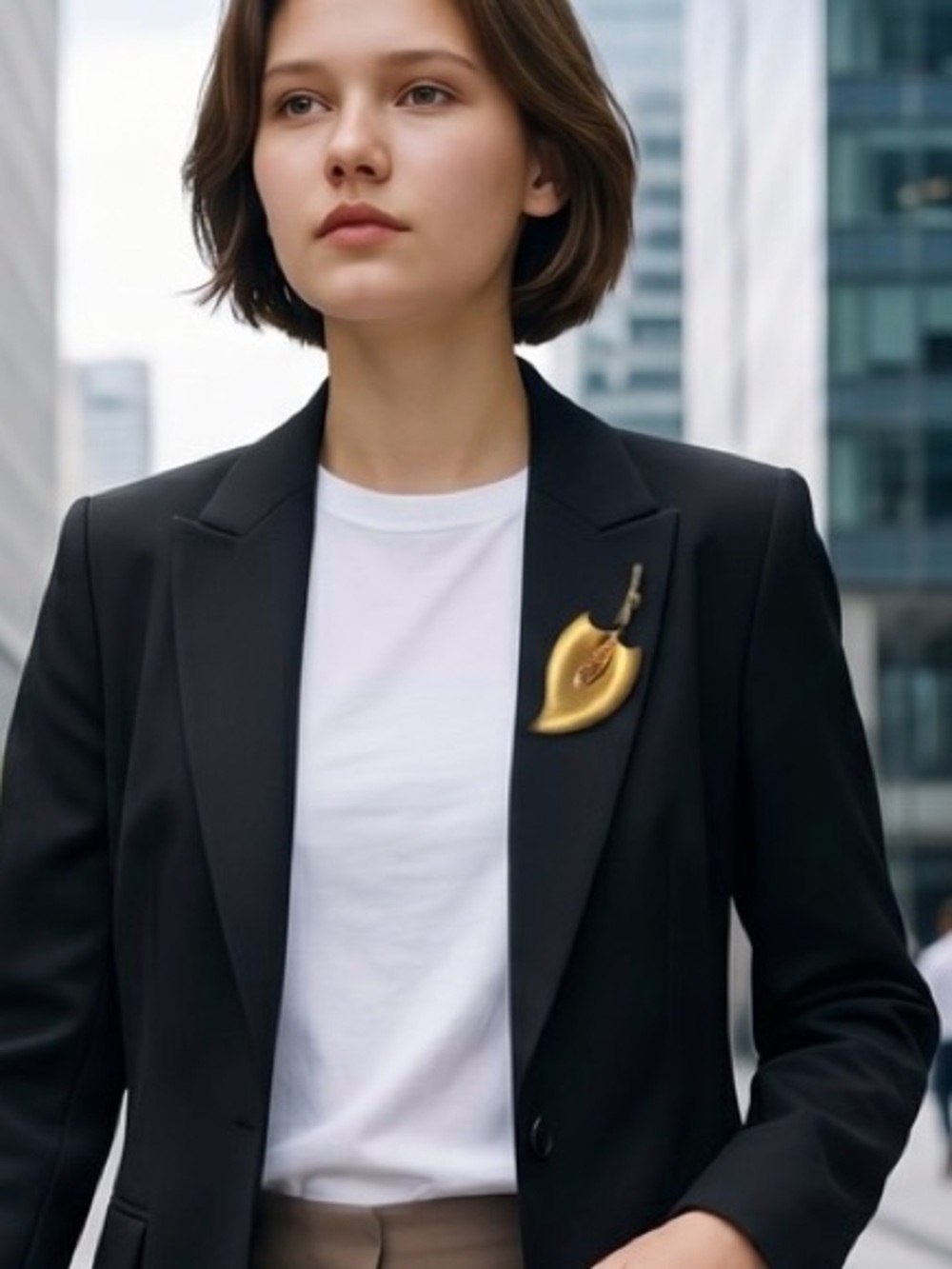 Gold Leaf Brooch- Women Jewelry